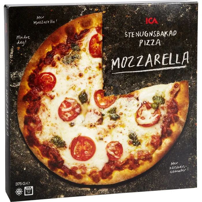 Stenugnsbakad pizza Mozzarella Fryst 375g ICA
