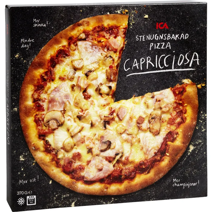 Stenugnsbakad pizza Capricciosa Fryst 370g ICA