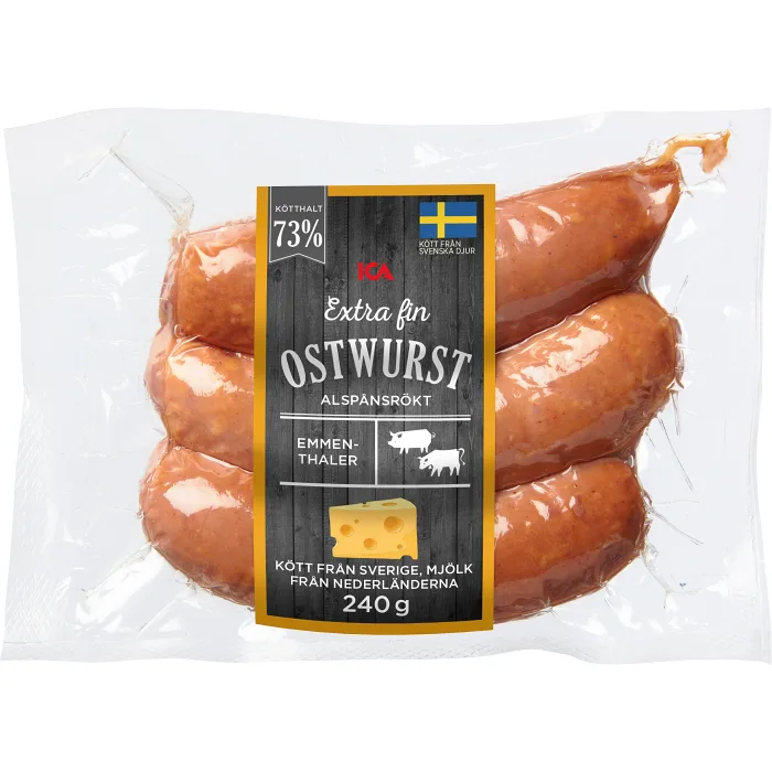 Ostwurst 73% kötthalt 240g ICA