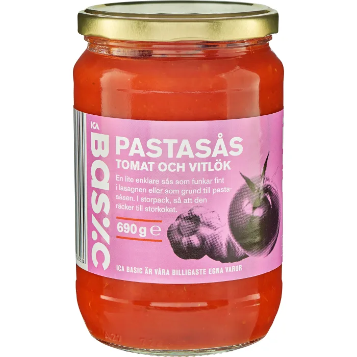 Pastasås Tomat & vitlök 690g ICA Basic