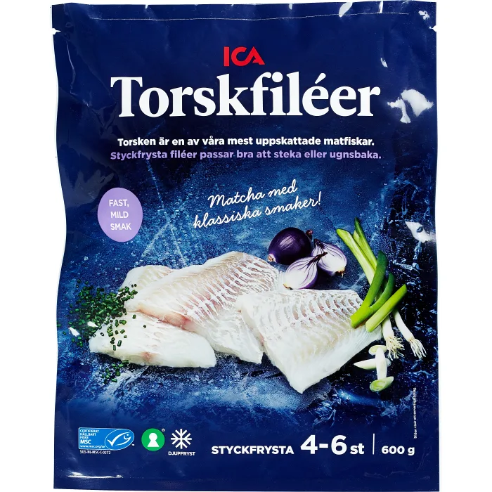 Torskfiléer Fryst 600g ICA | Handla mat online från din lokala ICA-butik