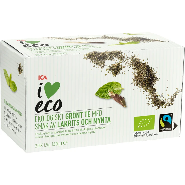 Grönt te Lakrits & mynta Ekologiskt 20-p ICA I love eco