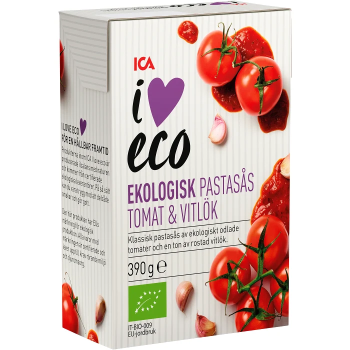 Pastasås tomat & vitlök Ekologisk 390g ICA