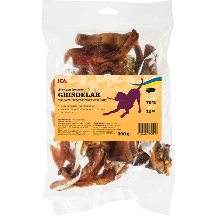 Hundsnacks Mixpåse grisdelar 300g ICA