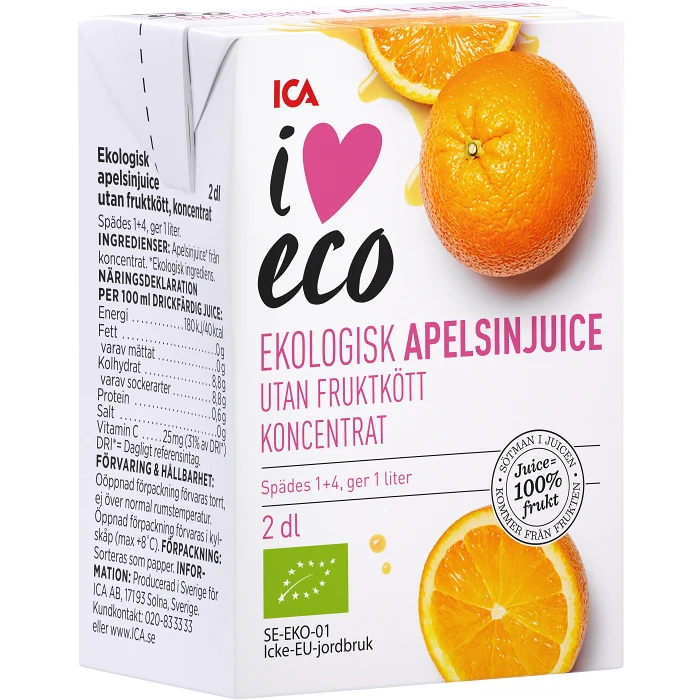 Apelsinjuice koncentrat Ekologisk 2dl ICA I love eco