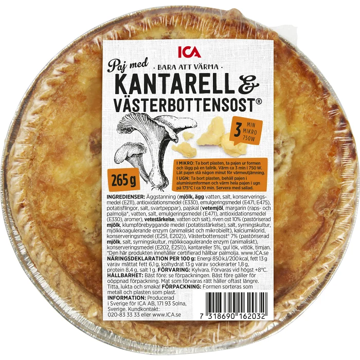 Paj Kantarell & Västerbottensost 265g ICA