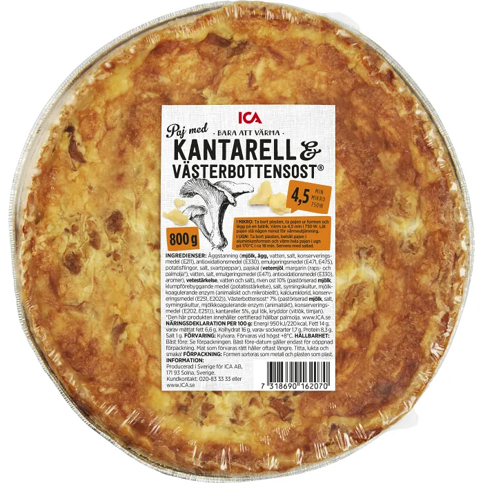 Paj Kantarell & Västerbottensost 800g ICA