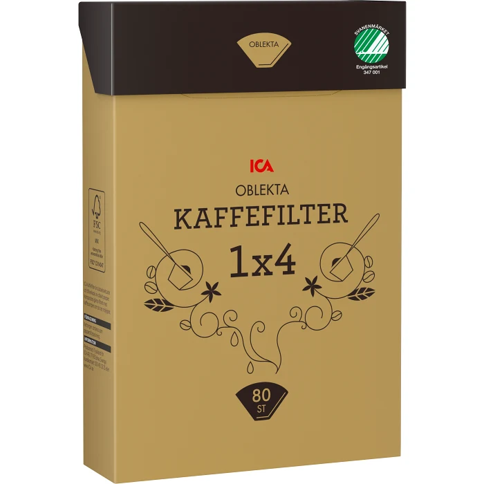 Kaffefilter 1x4 oblekta 80-p ICA