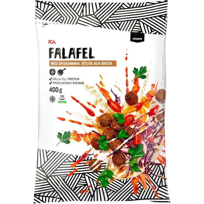 Falafel med Spiskummin, vitlök och örter Glutenfri 400g ICA