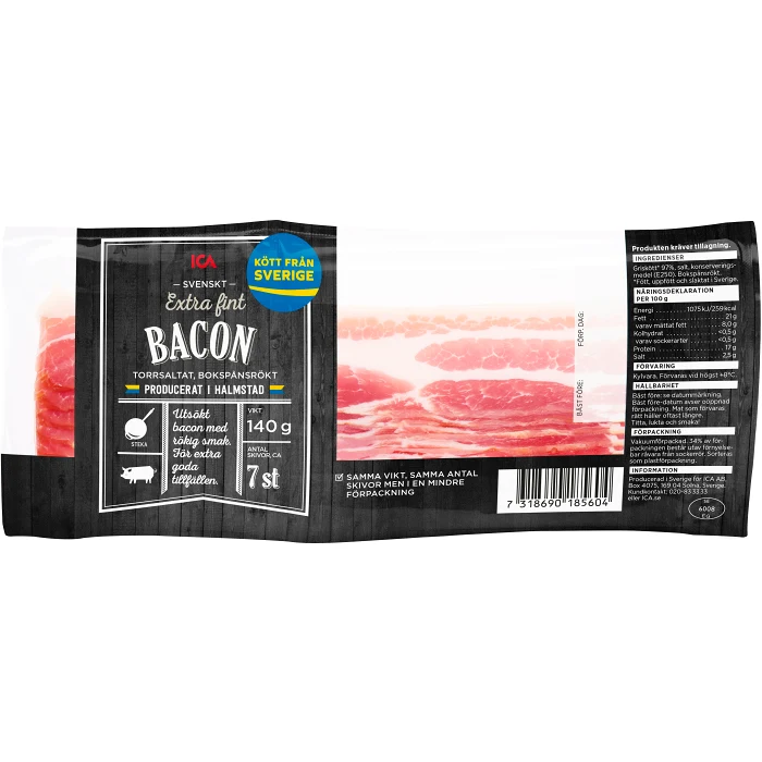 Bacon Extra fint Torrsaltat 140g ICA