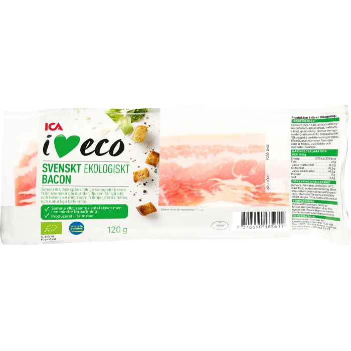 Bacon Ekologiskt 120g ICA I Love Eco