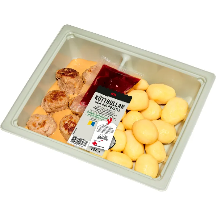 Köttbullar och kokt kulpotatis med gräddsås 400g ICA