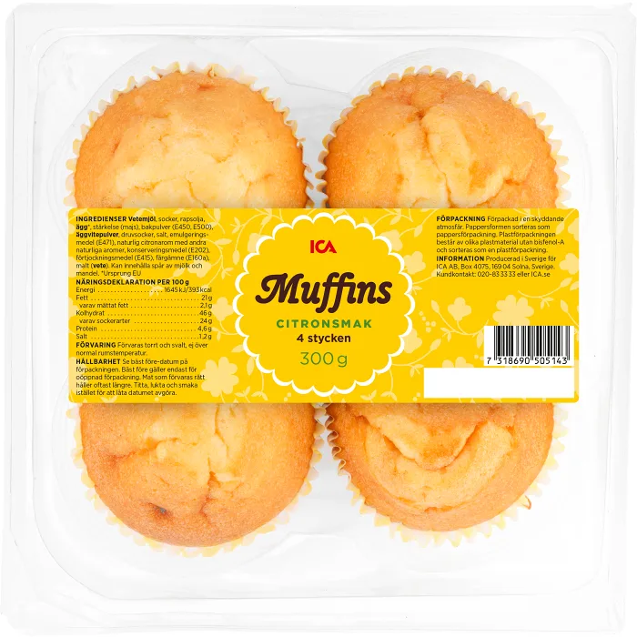Muffins citron 4-p 300g ICA