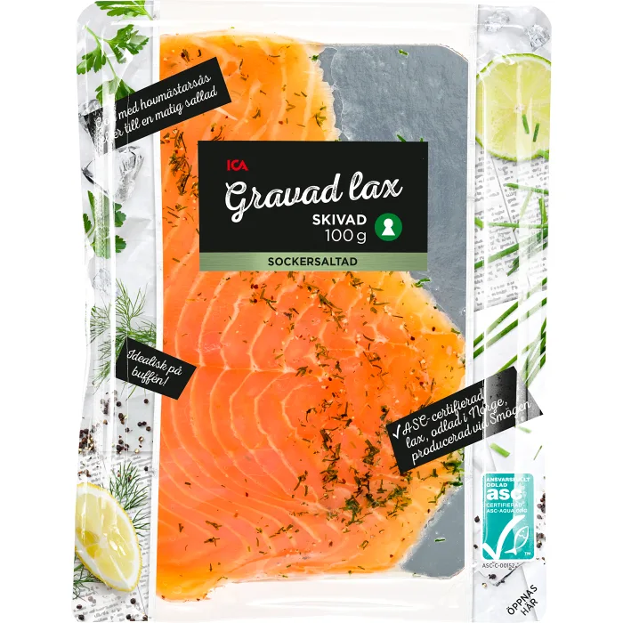 Lax gravad skivad 100g Miljömärkt ICA