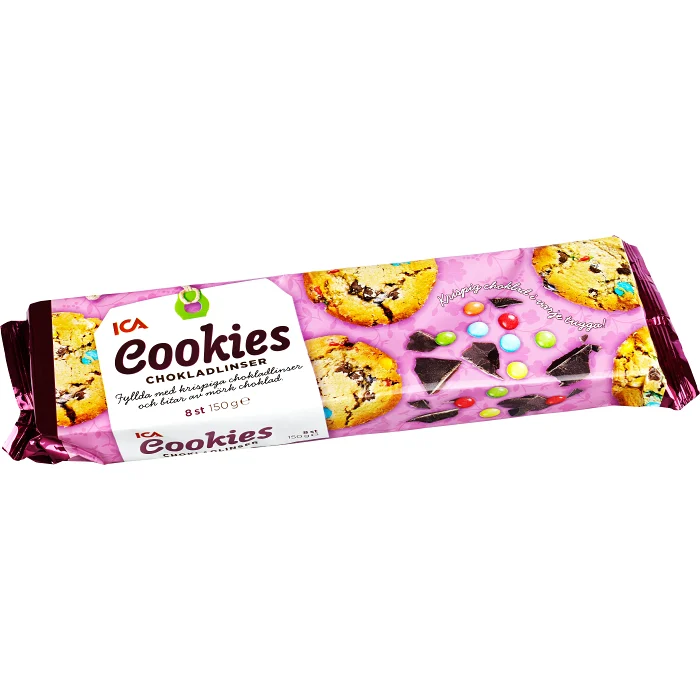 Cookies chokladlinser 150g ICA