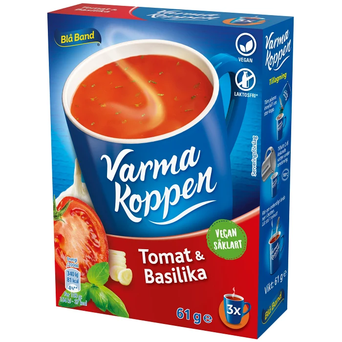 Soppa Tomat & Basilika Varma Koppen 61g Blå Band