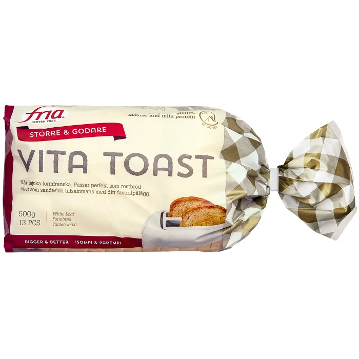 Formbröd Vita Toast Glutenfri Fryst 500g Fria