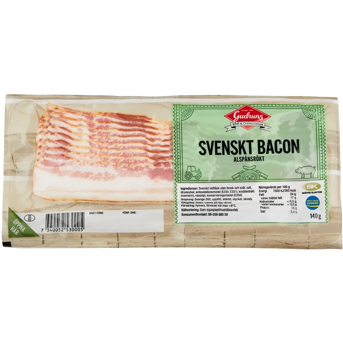 Bacon Skivad 140g Gudruns