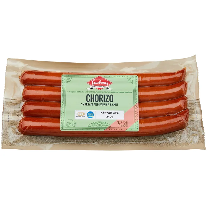 Chorizo Smal 78% Kötthalt 240g Gudruns