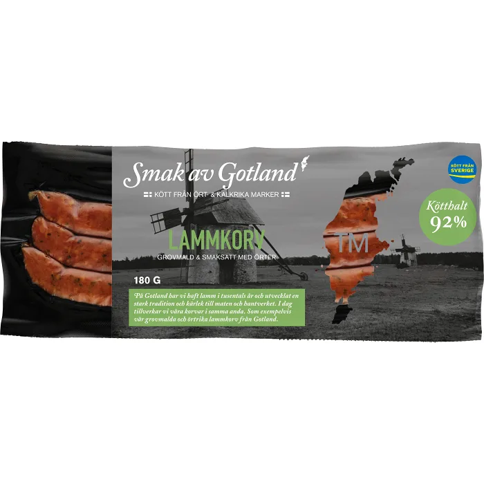 Lammkorv 92% Kötthalt 3p 180g Smak av Gotland