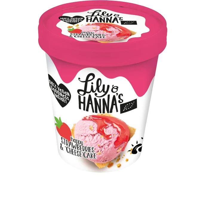 Glass Happy strawberry Ekologisk 500ml Lily & Hanna's Rawfood Ice Dream