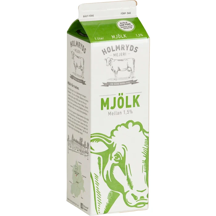 Mellanmjölk 1,5% 1l Holmryds Mejeri