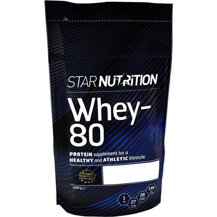 Proteinpulver Whey-80 Vanilj & päron 1kg Star Nutrition