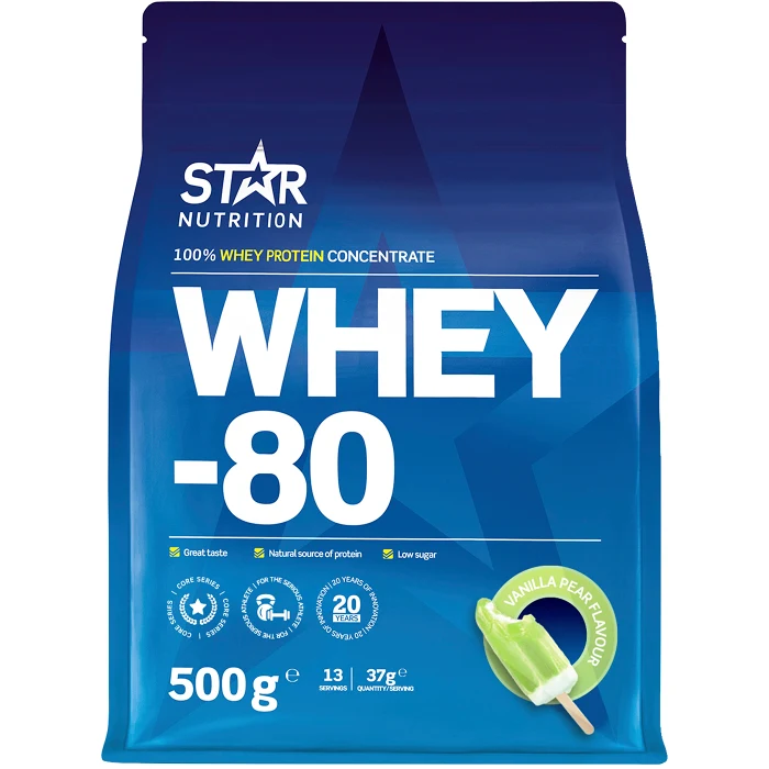Proteinpulver Whey 80 Päron 500g Star Nutrition