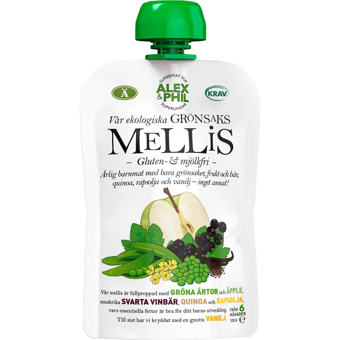 Barnmat Mellis Gröna ärtor 100g Alex & Phil