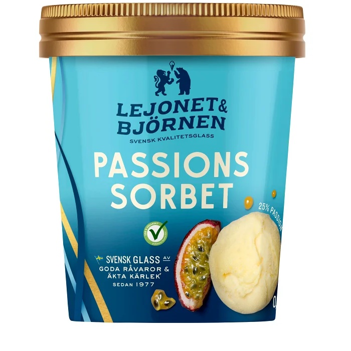 Glass Passionssorbet 0,5l Lejonet & Björnen