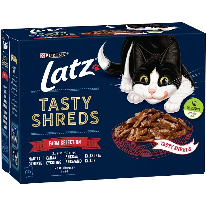 Kattmat Tasty Shreds Farm Selection 12-p 960g Latz