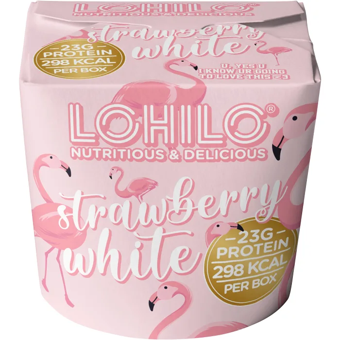 Glass Strawberry white 350ml Lohilo