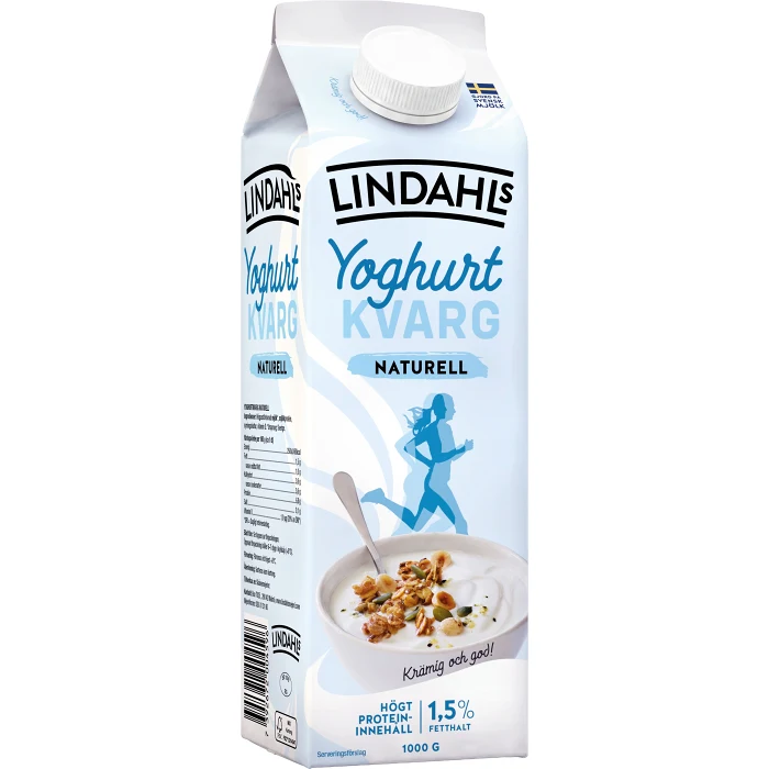 Yoghurtkvarg 1,5% Fetthalt Naturell 1l Lindahls