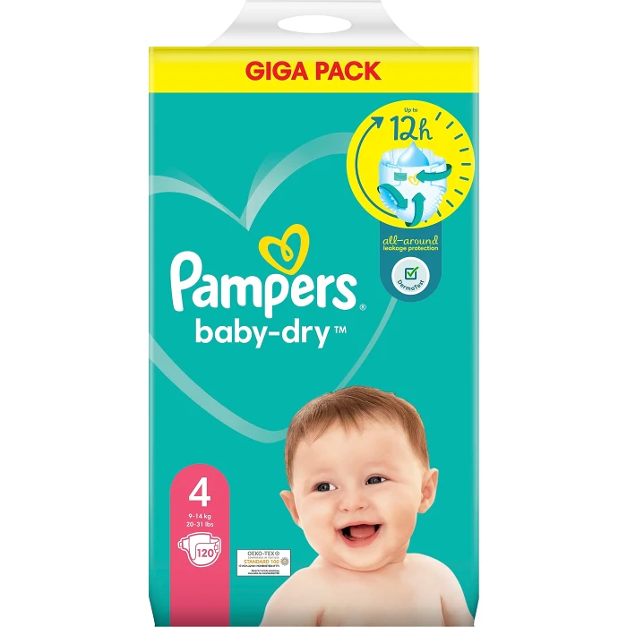 Blöjor Baby Dry 4 9-15kg Giga pack 120-p Pampers