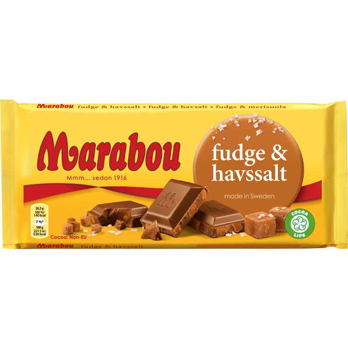 Mjölkchoklad Fudge & Havssalt 185g Marabou