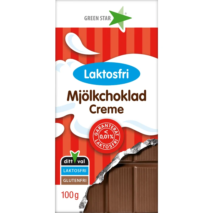Mjökchoklad Creme Laktosfri 100g Greenstar