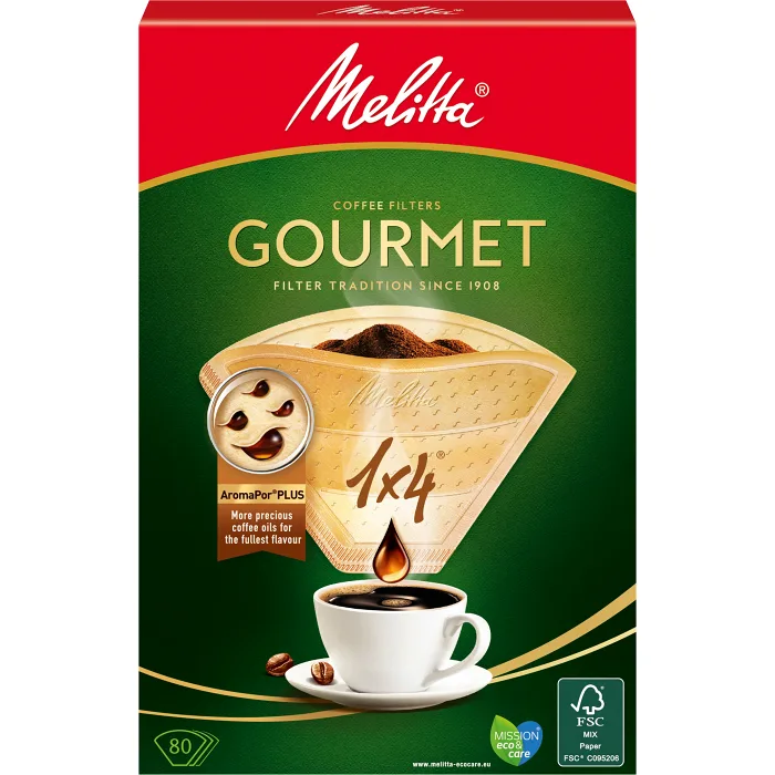 Kaffefilter Gourmet 1x4 80-p Miljömärkt Melitta