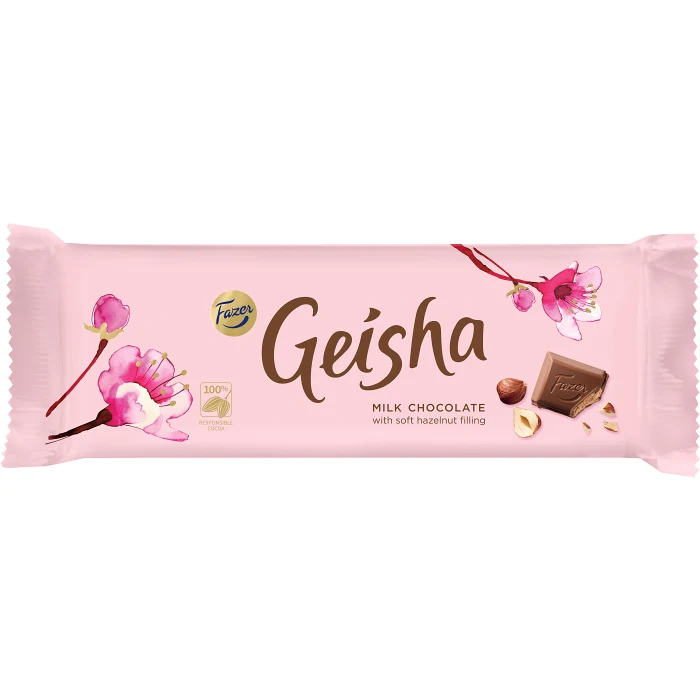 Chokladkaka Geisha med hasselnötfyllning 62g Fazer