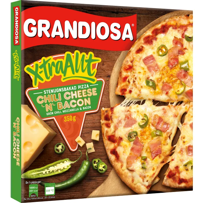 Pizza X-tra allt Chili Cheese Bacon 350g Grandiosa