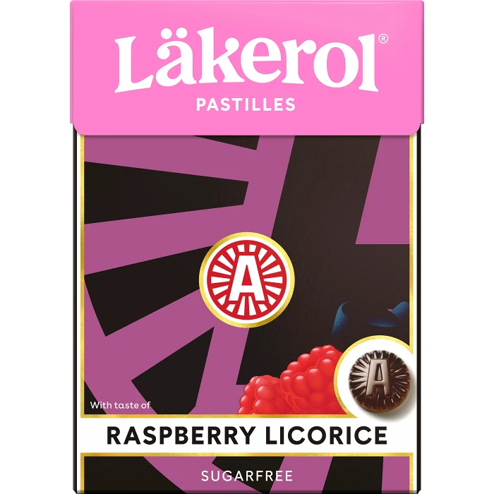 Halstabletter Raspberry Licorice Sockerfri 75g Läkerol