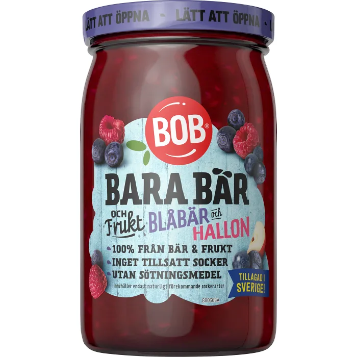 Sylt Bara bär frukt & Blåbär hallon 310g BOB