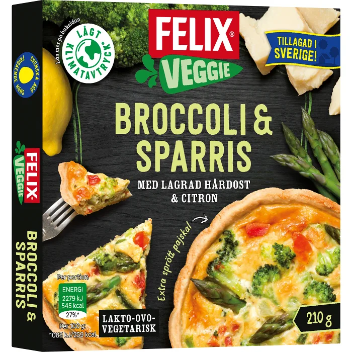 Färdigmat Paj Veggie Broccoli & sparrris Fryst 210g Felix