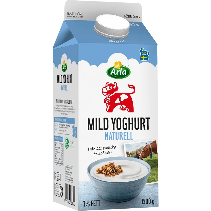 Yoghurt Mild Naturell 3% 1500g Arla Ko®