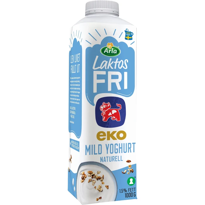 Mild Yoghurt Naturell 1,5% Laktosfri Ekologisk 1000g Arla Ko®