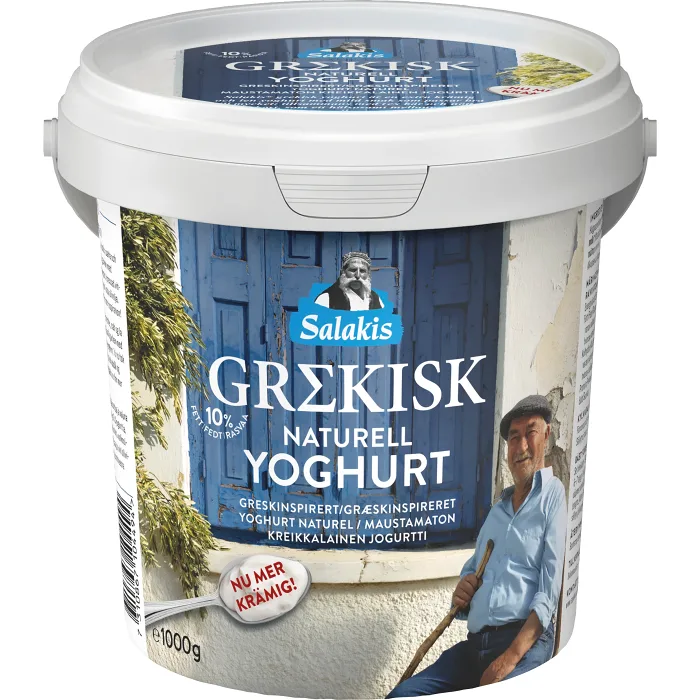 Yoghurt Grekisk Naturell 10% 1000g Salakis
