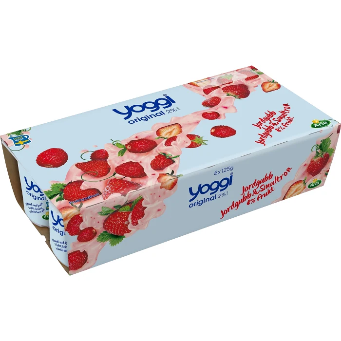 Yoghurt Original Jordgubb & smultron 2% 125g 8-p Yoggi