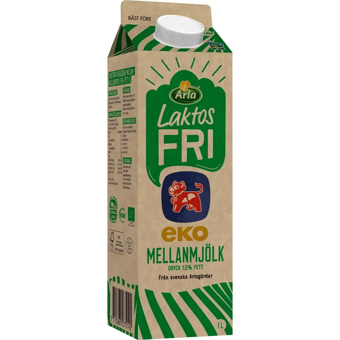 Mellanmjölkdryck 1,5% Ekologisk Laktosfri 1l Arla Ko®