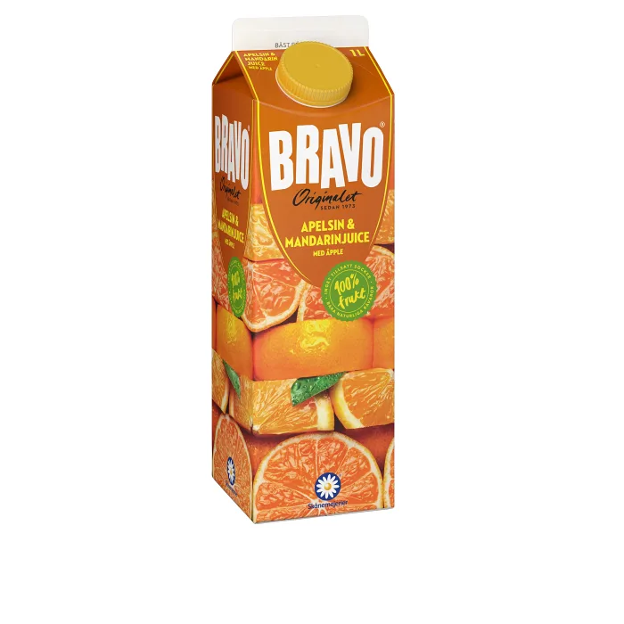 Apelsin äpple & mandarinjuice 1l Miljömärkt Bravo