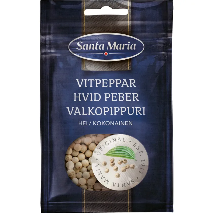 Kryddor Vitpeppar Hel påse 24g Santa Maria
