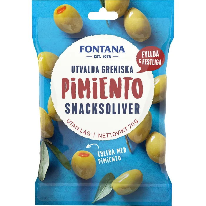 Snacksoliver Pimiento Fyllda 70g Fontana